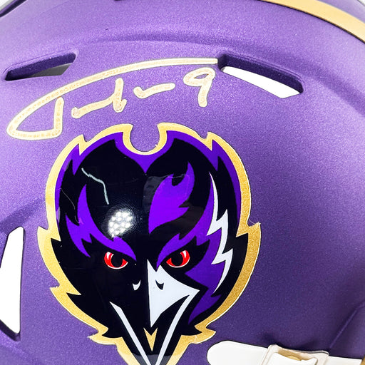 Justin Tucker Signed Baltimore Ravens Alt 2024 Speed Mini Football Helmet (Beckett)