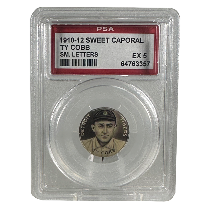 1910-12 P2 Ty Cobb Sweet Caporal Pins PSA 5 EX Condition