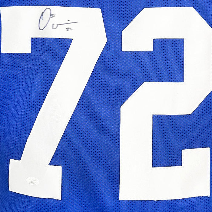 RSA OSI Umenyiora Signed New York Blue Football Jersey (JSA)