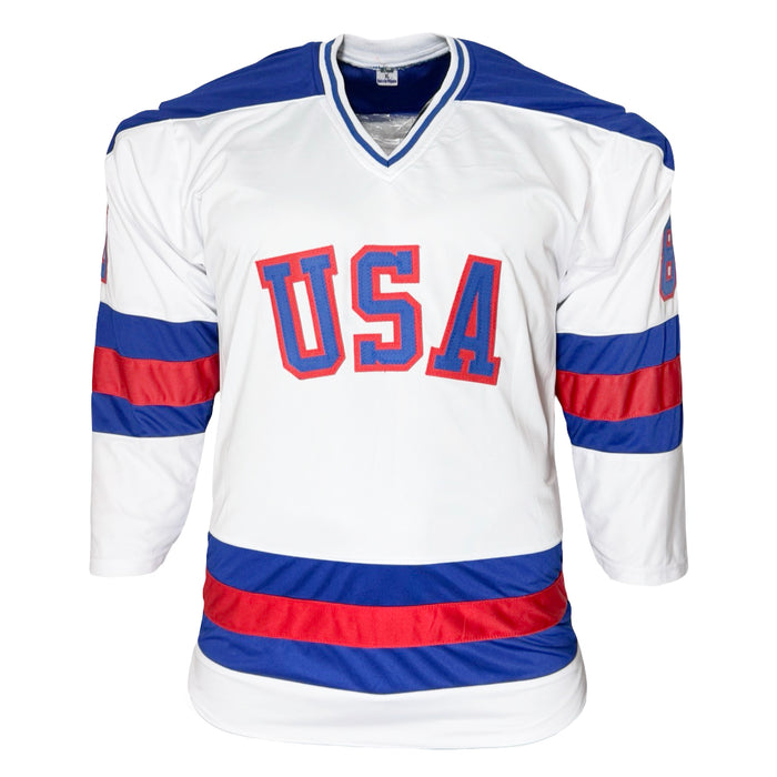 Miracle On Ice 18-Autograph 1980's Gold Medalists Team USA Jersey White (JSA)