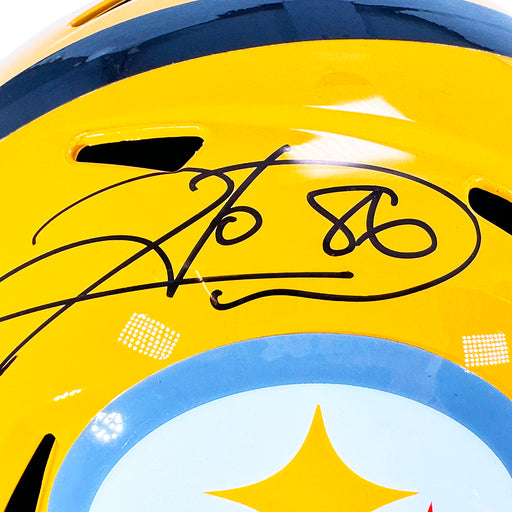 Hines Ward Signed Pittsburgh Steelers Gold Throwback Speed Full-Size Replica Football Helmet (JSA)