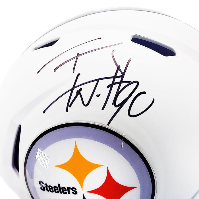 TJ Watt Signed Pittsburgh Steelers Speed Flat White NFL Mini Helmet