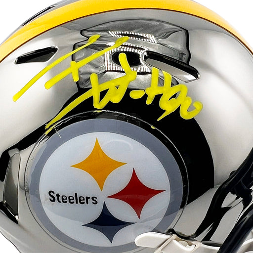 TJ Watt Signed Yellow Ink Pittsburgh Steelers Chrome Mini Football Helmet (Beckett)