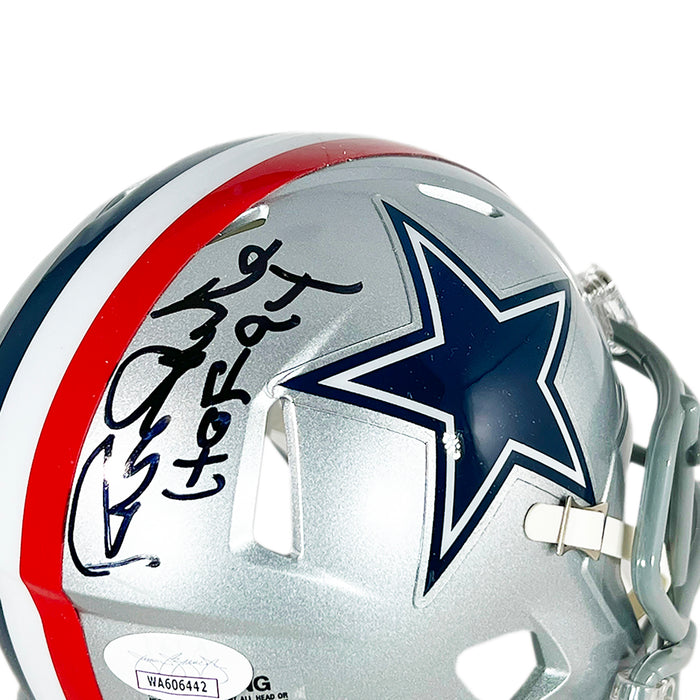 Randy White Signed HOF 94 Inscription Dallas Cowboys 1976 Throwback Speed Mini Replica Football Helmet (JSA)