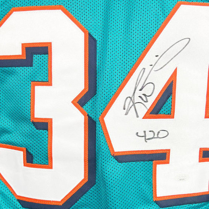 Framed Autographed/Signed Ricky Williams 33x42 Miami Teal Football Jersey  JSA COA at 's Sports Collectibles Store