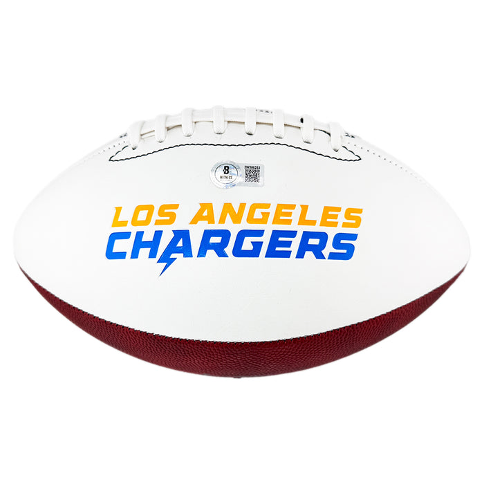 Kellen Winslow and Charlie Joiner Signed HOF 95, HOF 96 Inscription Los Angeles Chargers Official NFL Team Logo Football (Beckett)