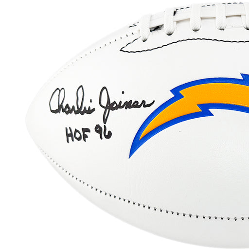 Kellen Winslow and Charlie Joiner Signed HOF 95, HOF 96 Inscription Los Angeles Chargers Official NFL Team Logo Football (Beckett)