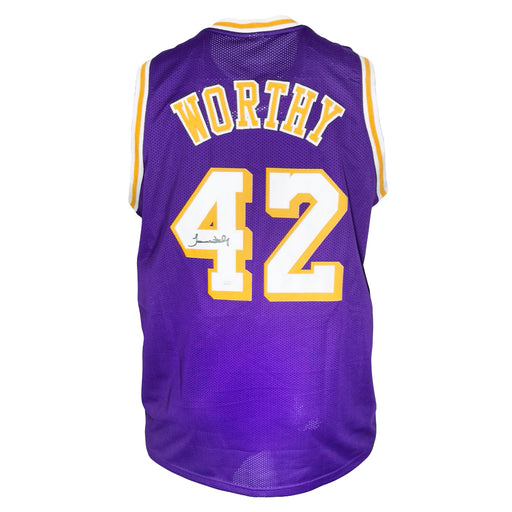 James Worthy Signed Los Angeles Purple Basketball Jersey (JSA)