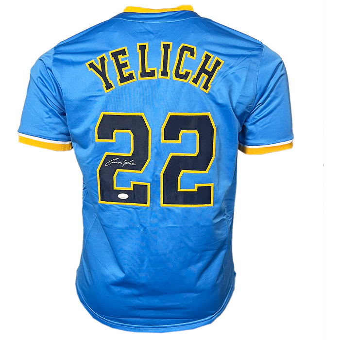 Christian Yelich Signed Milwaukee Light Blue Baseball Jersey (JSA)