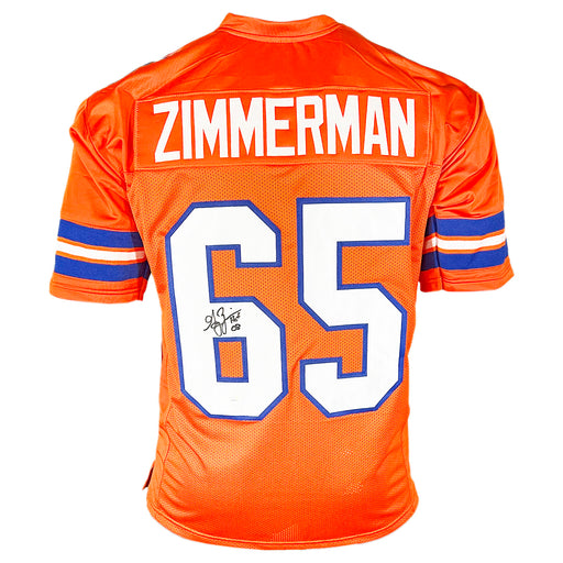 Gary Zimmerman Signed HOF 08 Inscription Denver Orange Football Jersey (JSA)