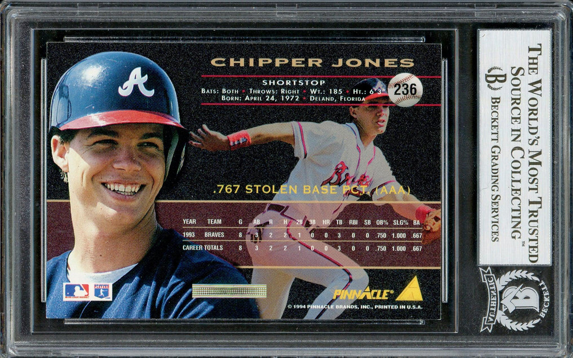 Chipper Jones Signed Framed Jersey Beckett BAS Autographed Atlanta Braves