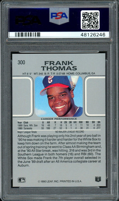 Frank Thomas Signed White Sox 1990 Leaf Rookie Baseball Card #300