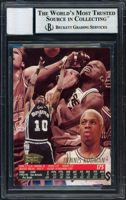 Dennis Rodman Autographed 1994-95 Fleer Ultra Card #175 San Antonio Spurs Auto Grade 10 Beckett BAS #12518899 - RSA