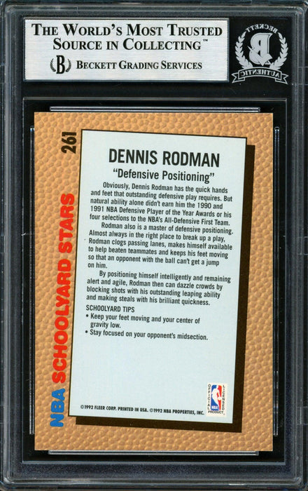 Dennis Rodman Autographed 1992-93 Fleer Card #261 Detroit Pistons Beckett BAS #12518316 - RSA