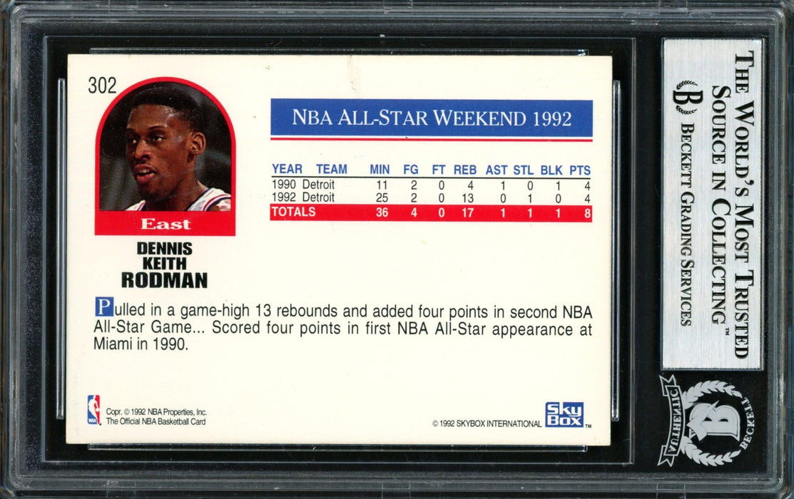Dennis Rodman Autographed 1992-93 Hoops Card #302 Detroit Pistons Beckett BAS #12518320 - RSA