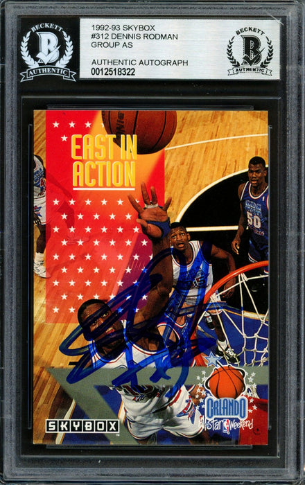 Dennis Rodman Autographed 1992-93 Skybox Card #312 Detroit Pistons Beckett BAS #12518322 - RSA
