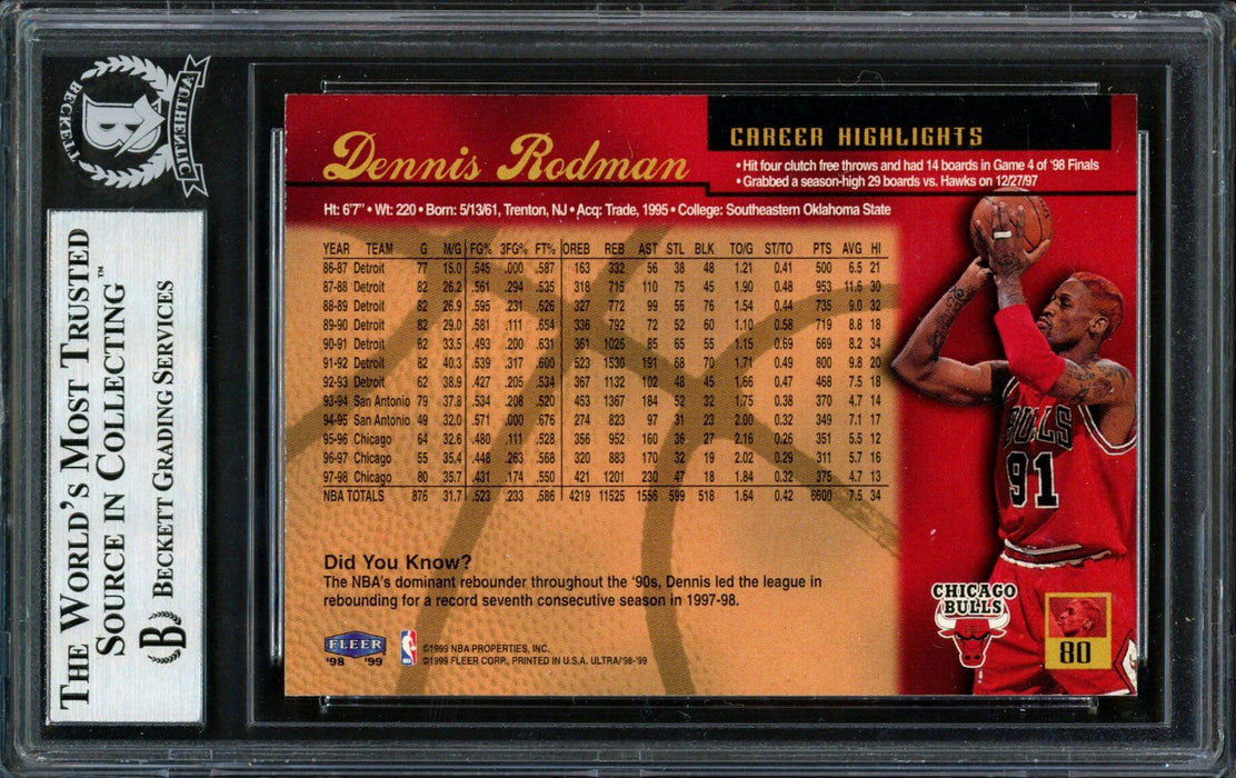 Chicago Bulls Dennis Rodman Autographed Framed Red Jersey Beckett BAS