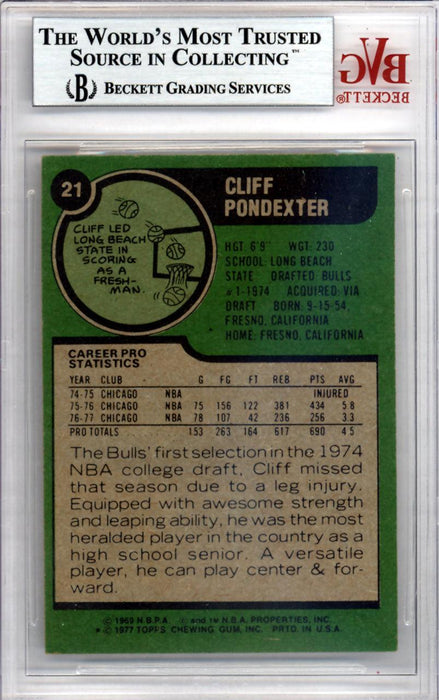 Cliff Pondexter Autographed 1977 Topps Card #21 Chicago Bulls Beckett BAS #10008918 - RSA