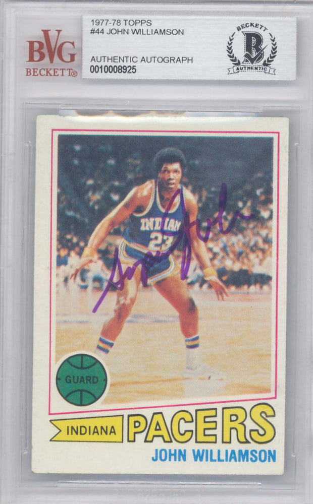 John Williamson Autographed 1977 Topps Card #44 Indiana Pacers Beckett BAS #10008925 - RSA