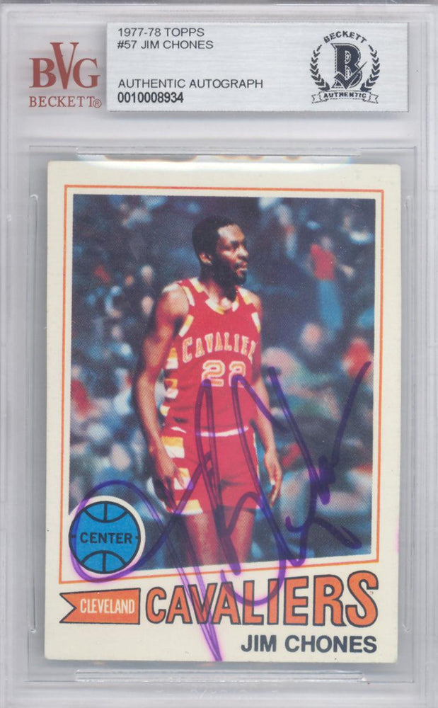 Jim Chones Autographed 1977 Topps Card #57 Cleveland Cavaliers Beckett BAS #10008934 - RSA