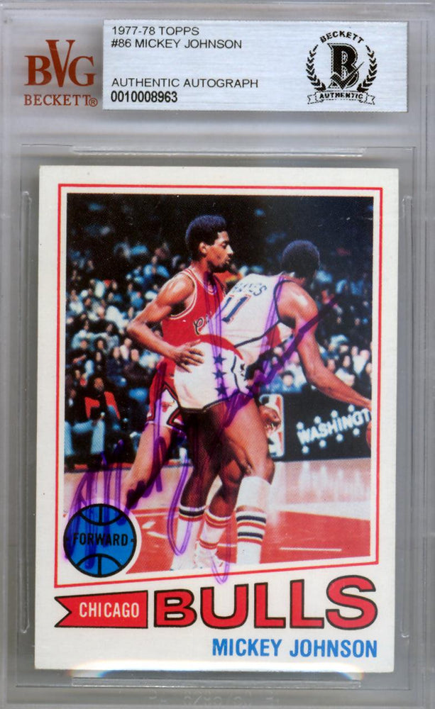 Mickey Johnson Autographed 1977 Topps Card #86 Chicago Bulls Beckett BAS #10008963 - RSA