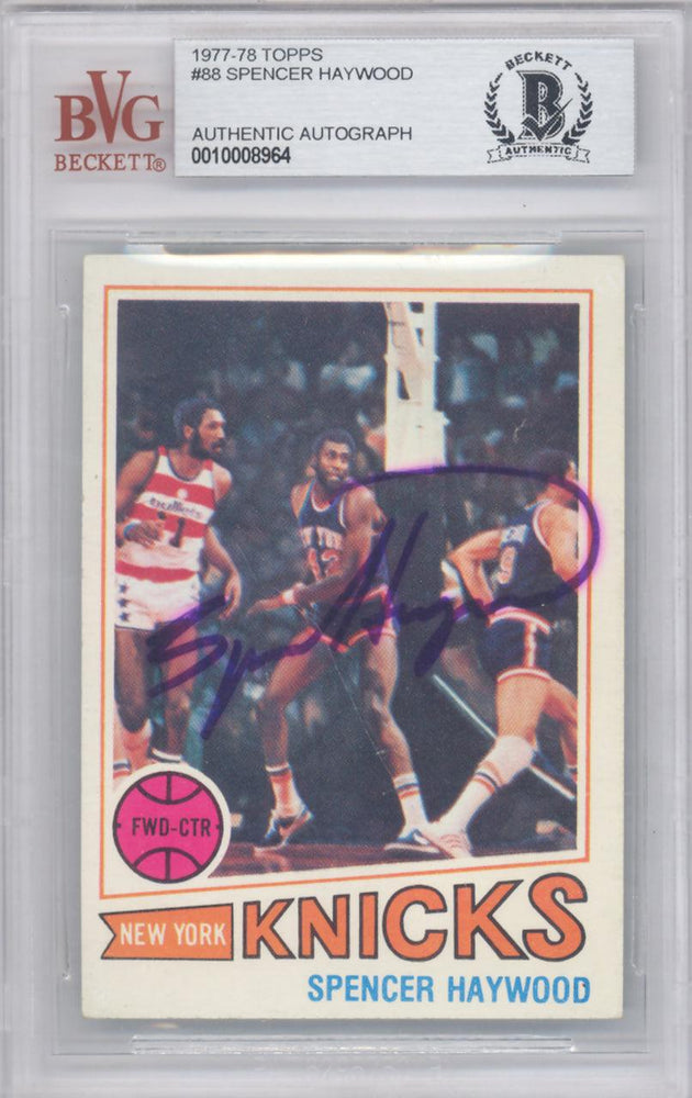 Spencer Haywood Autographed 1977 Topps Card #88 New York Knicks Beckett BAS #10008964 - RSA