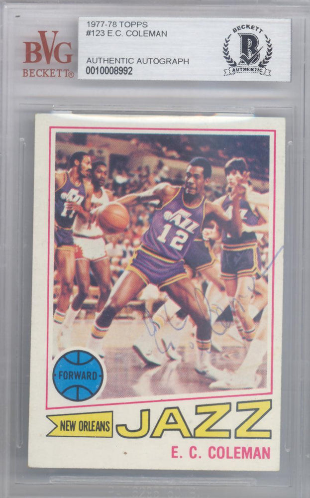E.C. Coleman Autographed 1977 Topps Card #123 New Orleans Jazz Beckett BAS #10008992 - RSA