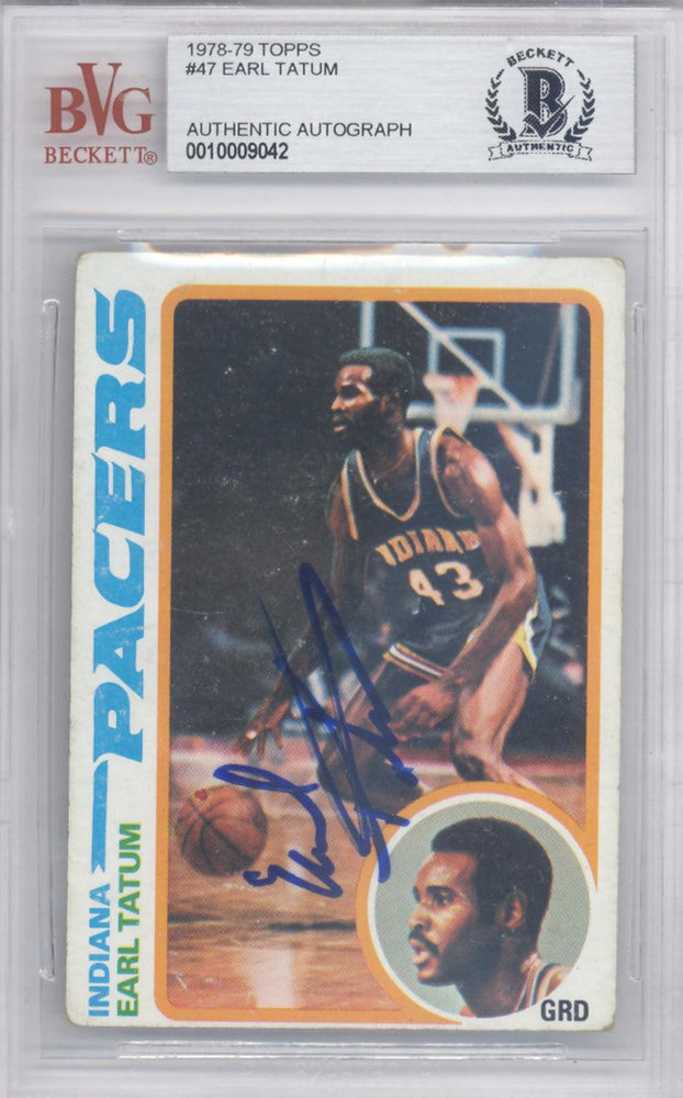 Earl Tatum Autographed 1978 Topps Card #47 Indiana Pacers Beckett BAS #10009042 - RSA