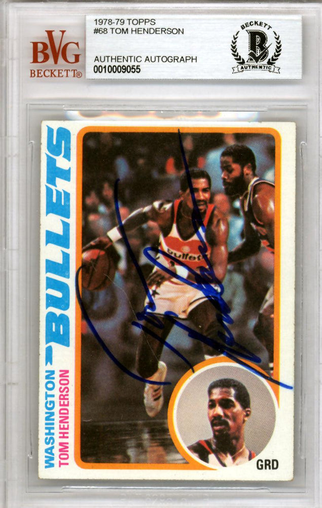 Tom Henderson Autographed 1978 Topps Card #68 Washington Bullets Beckett BAS #10009055 - RSA