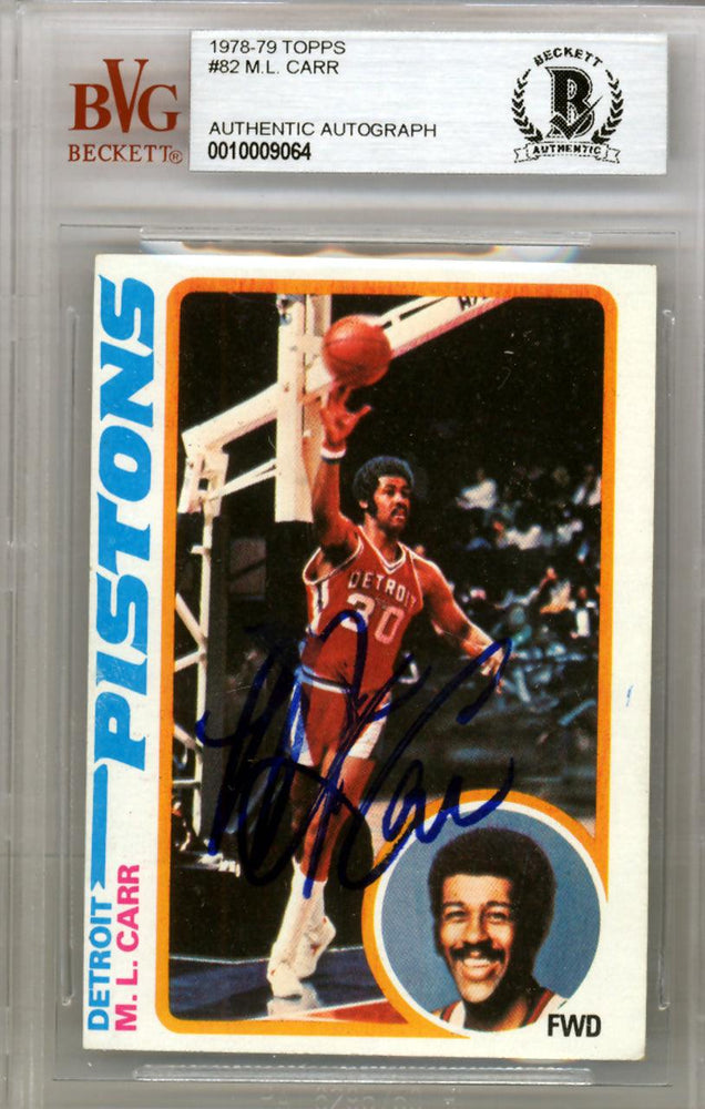 M.L. ML Carr Autographed 1978 Topps Card #82 Detroit Pistons Beckett BAS #10009064 - RSA