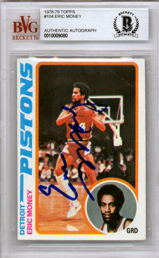 Eric Money Autographed 1978 Topps Card #104 Detroit Pistons Beckett BAS #10009080 - RSA