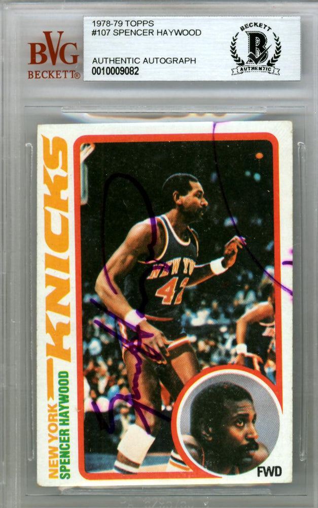 Spencer Haywood Autographed 1978 Topps Card #107 New York Knicks Beckett BAS #10009082 - RSA