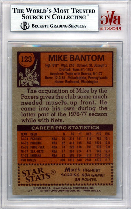 Mike Bantom Autographed 1978 Topps Card #123 Indiana Pacers Beckett BAS #10009088 - RSA
