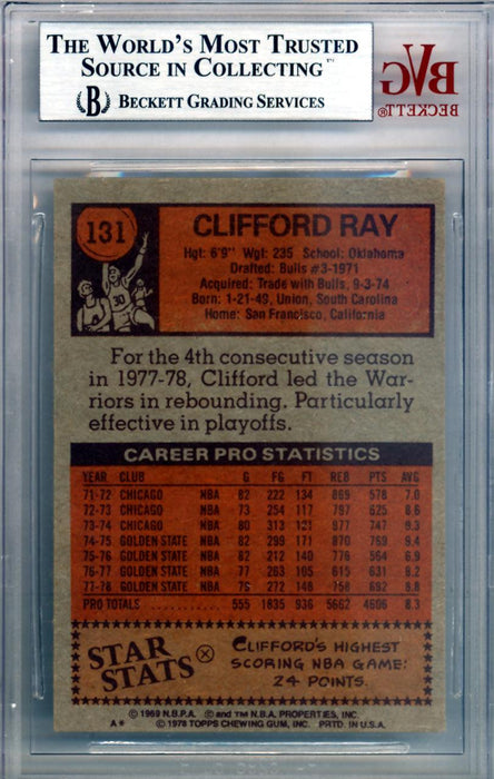 Clifford Ray Autographed 1978 Topps Card #131 Golden State Warriors Beckett BAS #10009095 - RSA