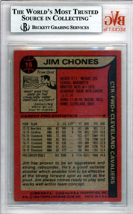 Jim Chones Autographed 1979 Topps Card #19 Cleveland Cavaliers Beckett BAS #10009110 - RSA