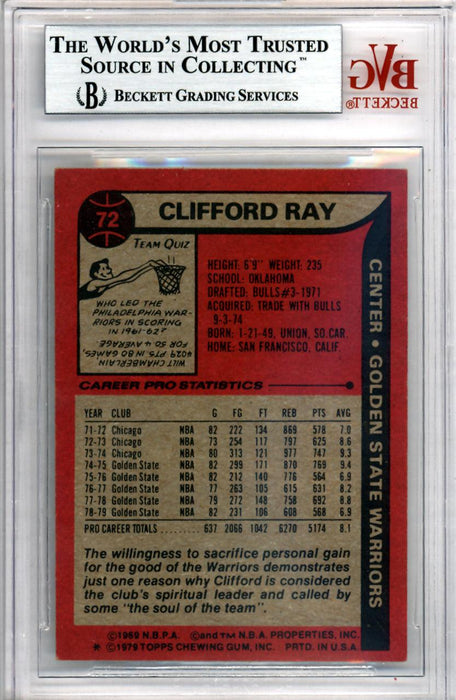 Clifford Ray Autographed 1979 Topps Card #72 Golden State Warriors Beckett BAS #10009149 - RSA