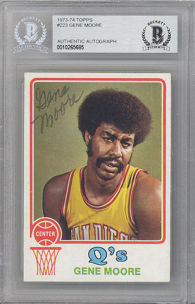 Gene Moore Autographed 1973-74 Topps Card #223 San Diego Conquistadors Beckett BAS #10265685 - RSA