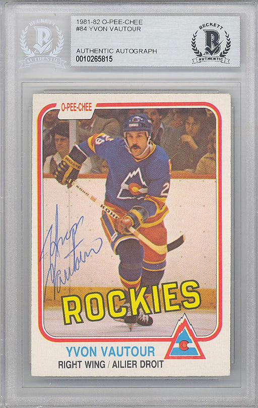 Yvon Vautour Autographed 1981-82 O-Pee-Chee Card #84 Colorado Rockies Beckett BAS #10265815 - RSA