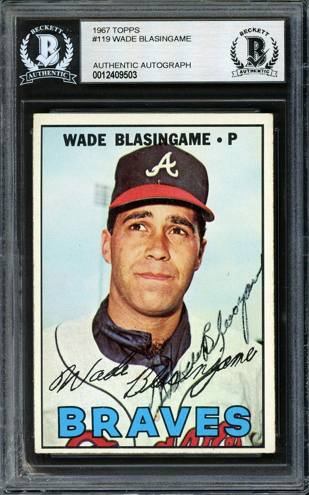 Wade Blasingame Autographed 1967 Topps Card #119 Atlanta Braves High N — RSA