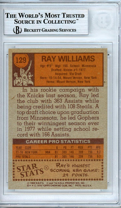 Ray Williams Autographed 1978-79 Topps Rookie Card #129 New York Knicks Beckett BAS #10712270 - RSA