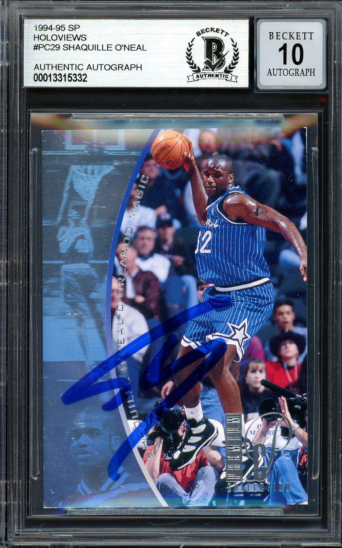 Orlando Magic Shaquille O'Neal Autographed Framed Blue Jersey