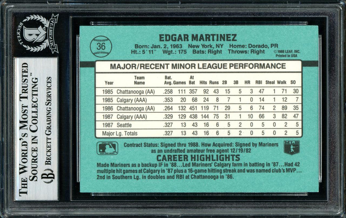 Edgar Martinez Autographed 1988 Donruss The Rookies Rookie Card #36 Se — RSA