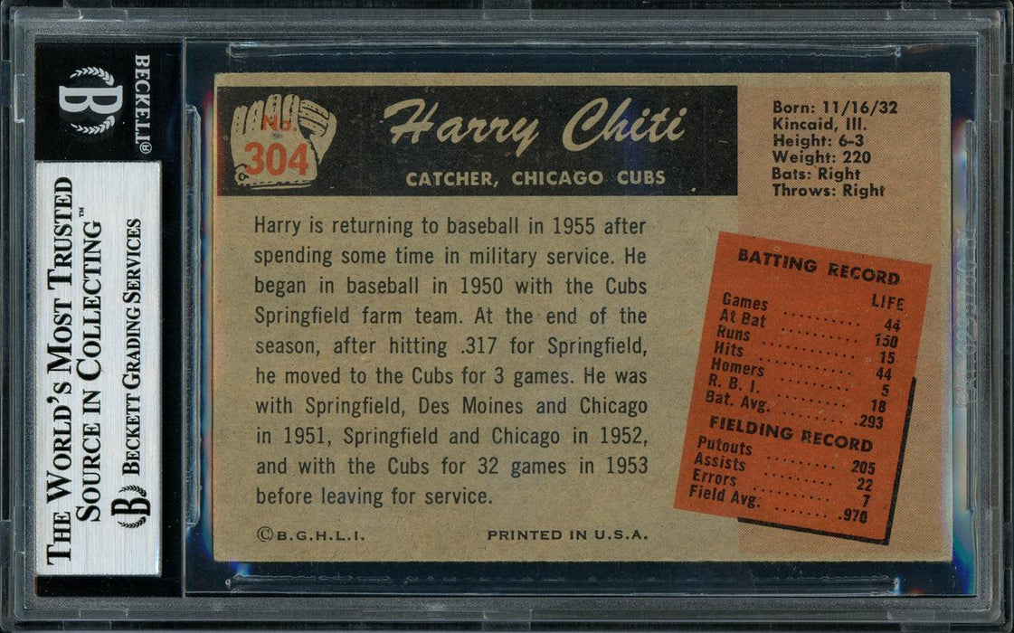 Harry Chiti Autographed 1955 Bowman Card #304 Chicago Cubs Beckett BAS #11077315 - RSA