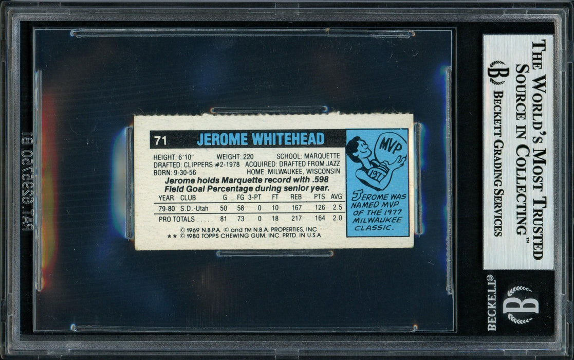 Jerome Whitehead Autographed 1980-81 Topps Card #71 Dallas Mavericks Beckett BAS #11317574 - RSA