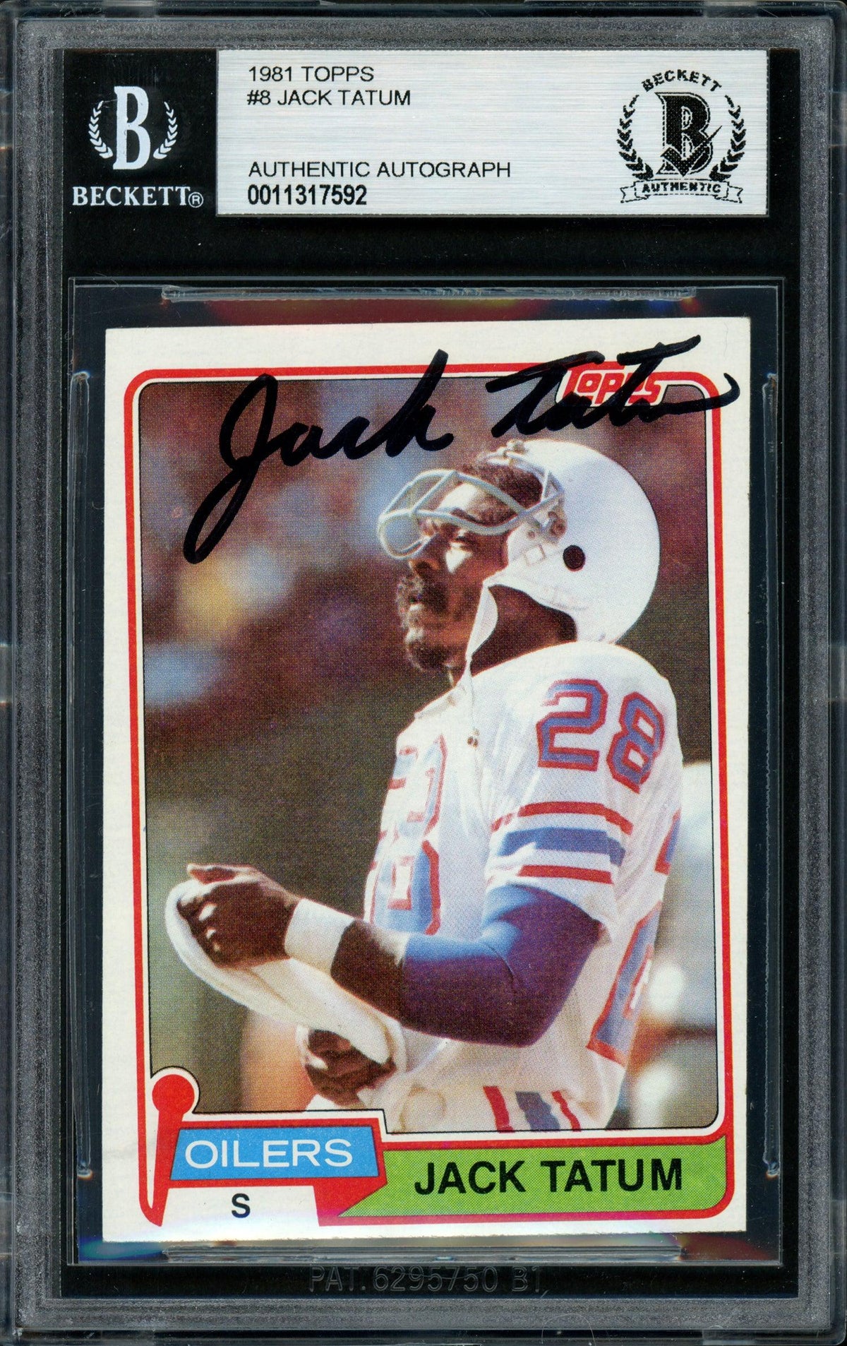 Jack Tatum Autographed 1981 Topps Card #8 Houston Oilers Beckett BAS # — RSA