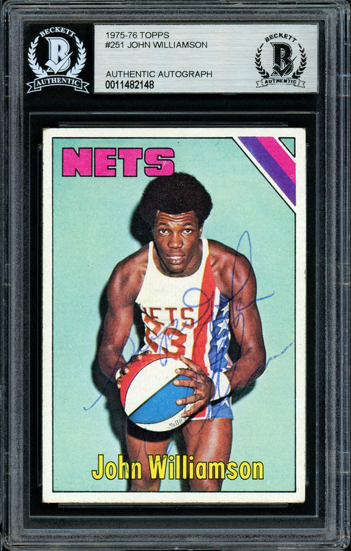Super John Williamson Autographed 1975-76 Topps Card #251 New Jersey Nets Beckett BAS #11482148 - RSA