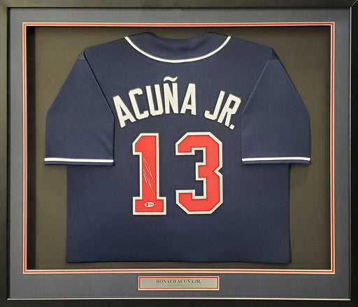 Golden Autographs Ronald Acuna Jr. Autographed White Atlanta Custom Baseball Jersey Beckett