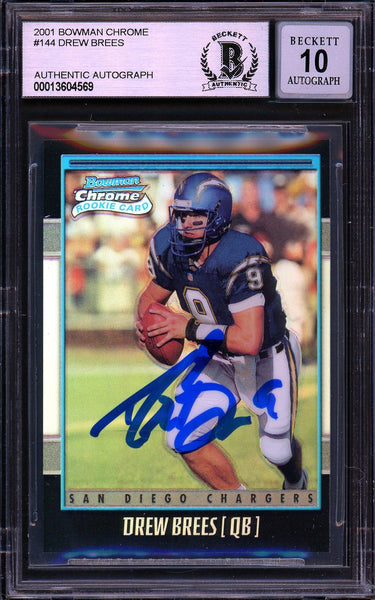 Drew Brees Autographed Signed 2001 Bowman Chrome Refractor Rookie
