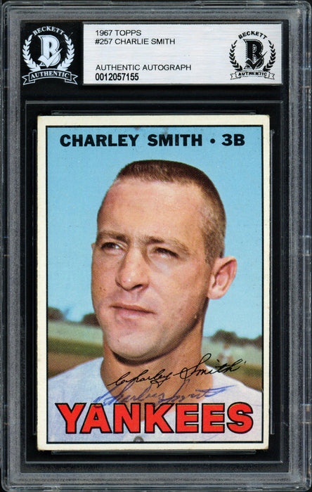 Charlie Smith Autographed 1967 Topps Card #257 New York Yankees Beckett BAS #12057155 - RSA