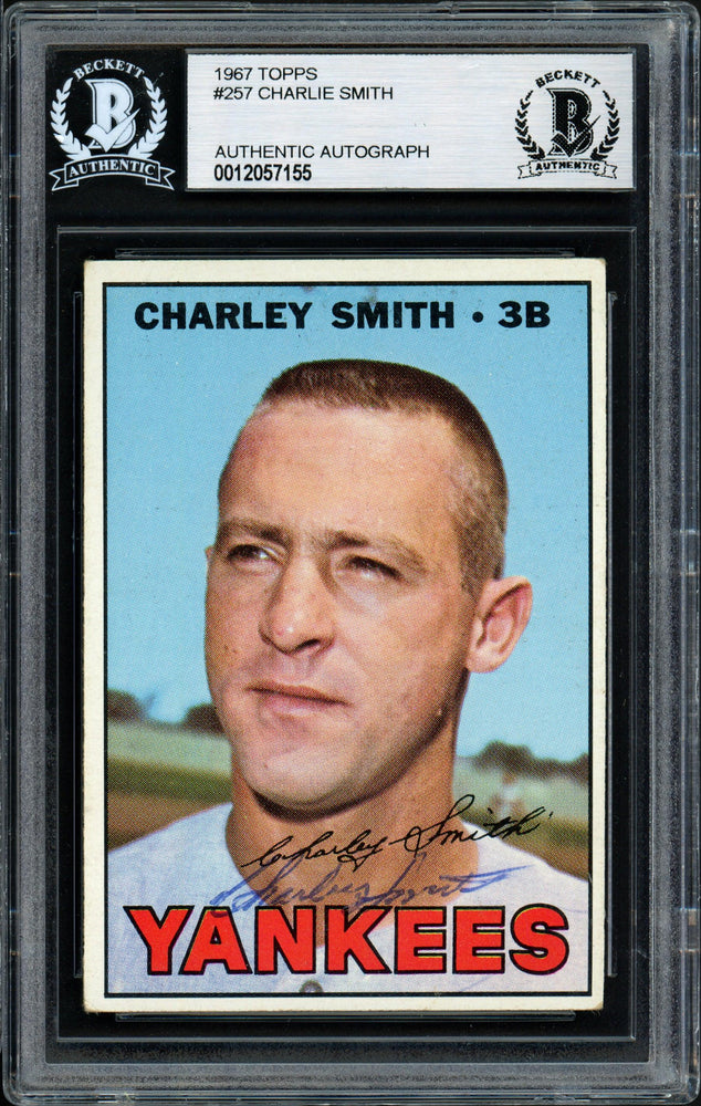 Charlie Smith Autographed 1967 Topps Card #257 New York Yankees Beckett BAS #12057155 - RSA